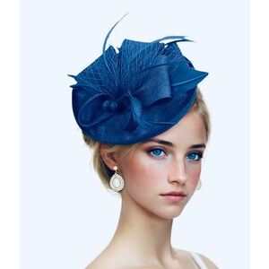 NEW Fascinator Hat Baby Blue Kentucky Derby Wedding‎ Party Headband Hair Clip